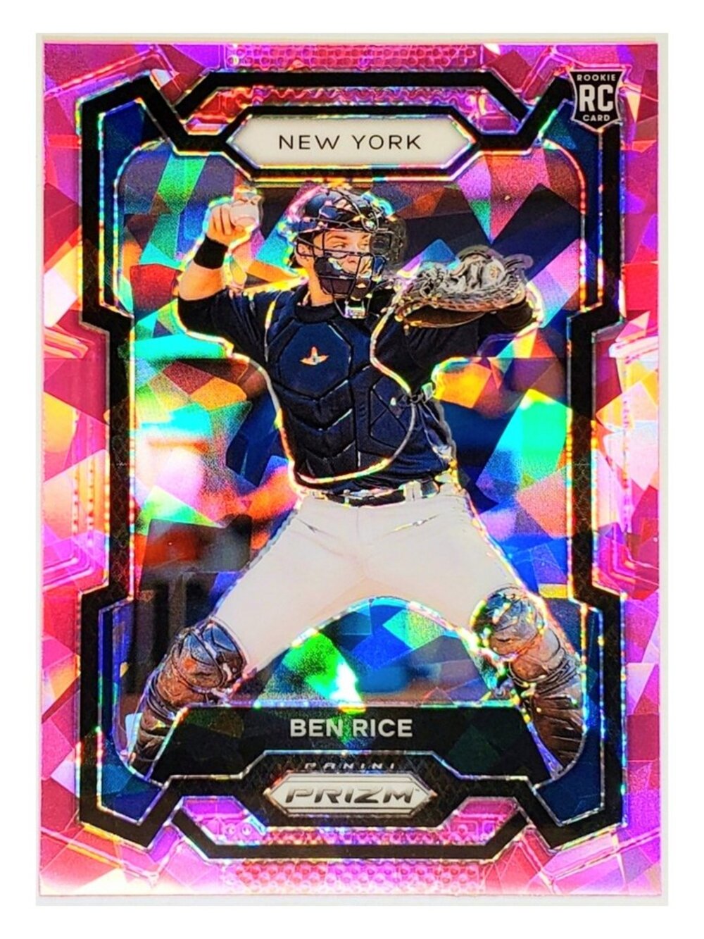 BEN RICE ROOKIE PINK ICE HOLO REFRACTOR 2024 PANINI PRIZM #272, YANKEES